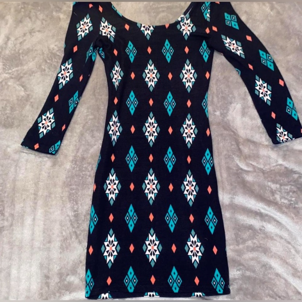 Charlotte Russe Black Dress with Geometric Pattern